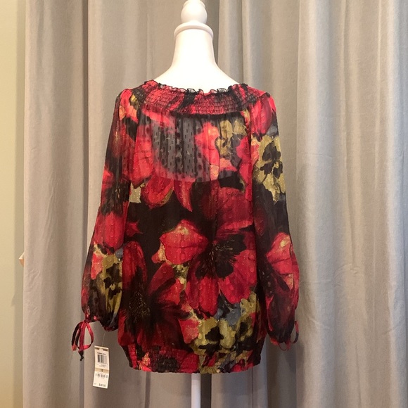 NWT - Style & Co. 2-Piece Red and Black Floral Blouse Size 12 - Picture 3 of 14